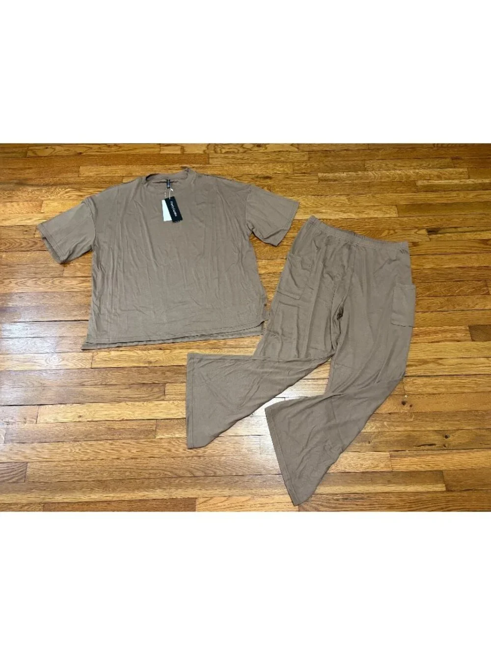 PRETTYGARDEN Women's 2 Piece Outfit Size Large Brown Relaxed Shirt & Pants NWT
